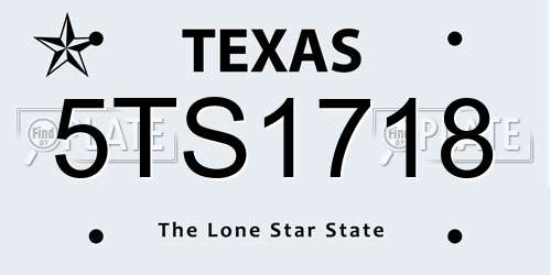 5TS1718 Texas License Plate