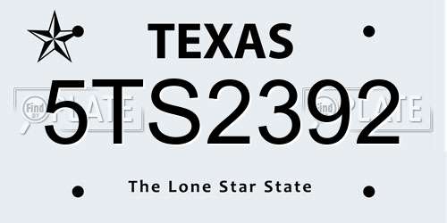 5TS2392 Texas License Plate