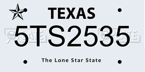 5TS2535 Texas License Plate