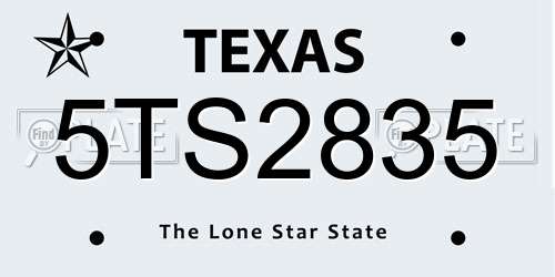 5TS2835 Texas License Plate
