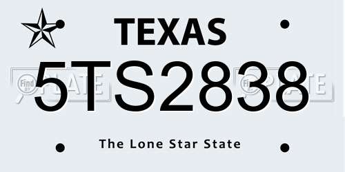 5TS2838 Texas License Plate
