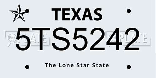 5TS5242 Texas License Plate