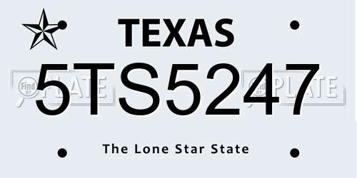 5TS5247 Texas License Plate