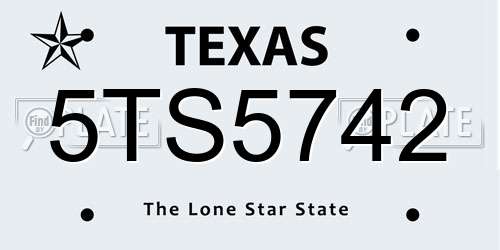 5TS5742 Texas License Plate