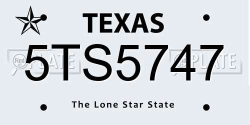 5TS5747 Texas License Plate