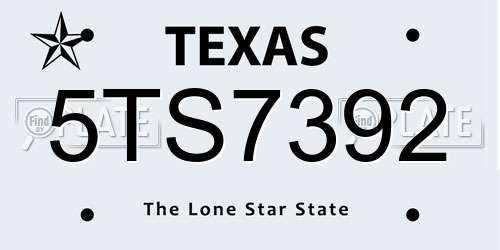 5TS7392 Texas License Plate