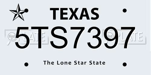 5TS7397 Texas License Plate
