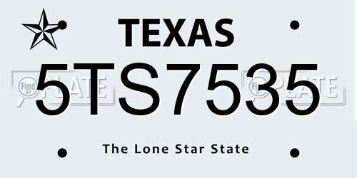 5TS7535 Texas License Plate