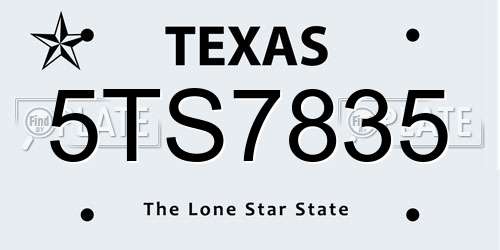 5TS7835 Texas License Plate