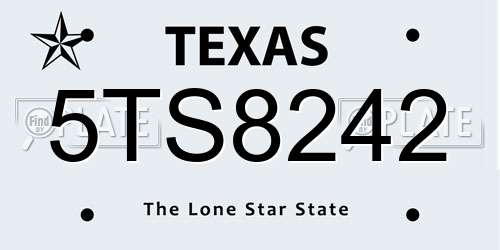 5TS8242 Texas License Plate