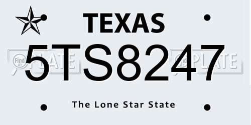 5TS8247 Texas License Plate