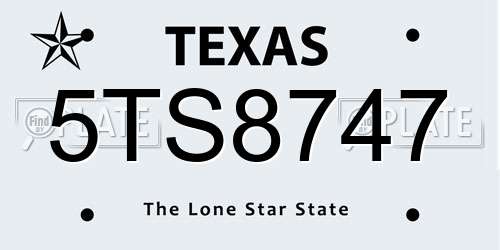 5TS8747 Texas License Plate