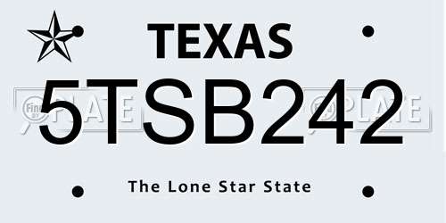 5TSB242 Texas License Plate