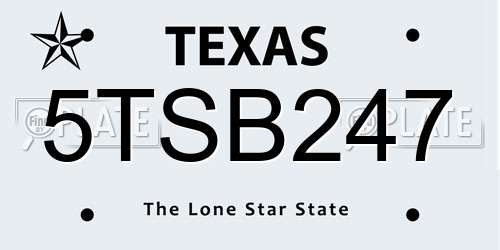 5TSB247 Texas License Plate