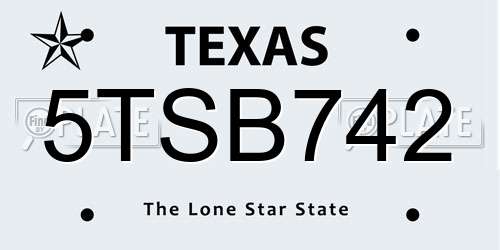 5TSB742 Texas License Plate