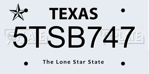 5TSB747 Texas License Plate