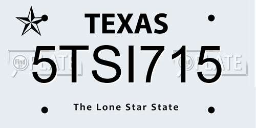 5TSI715 Texas License Plate
