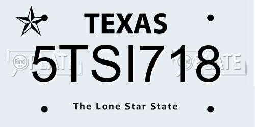 5TSI718 Texas License Plate