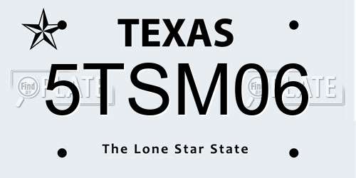 5TSM06 Texas License Plate
