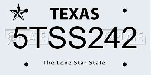 5TSS242 Texas License Plate