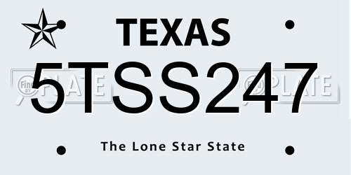 5TSS247 Texas License Plate