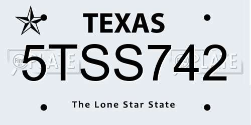 5TSS742 Texas License Plate