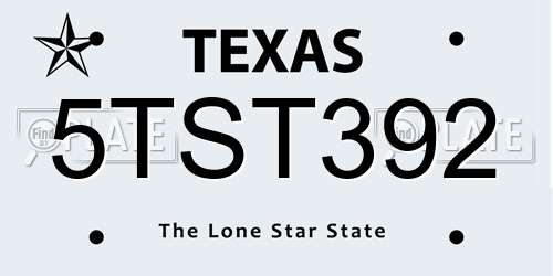 5TST392 Texas License Plate