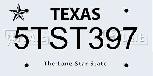 5TST397 Texas License Plate