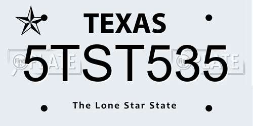5TST535 Texas License Plate