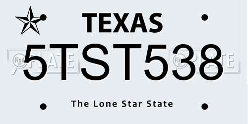 5TST538 Texas License Plate