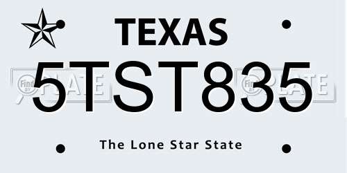 5TST835 Texas License Plate