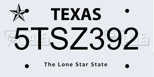 5TSZ392 Texas License Plate
