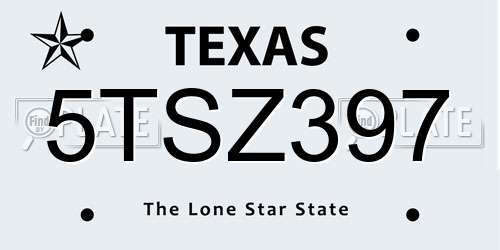 5TSZ397 Texas License Plate