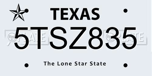 5TSZ835 Texas License Plate