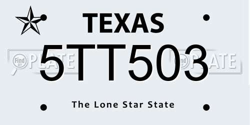 5TT503 Texas License Plate