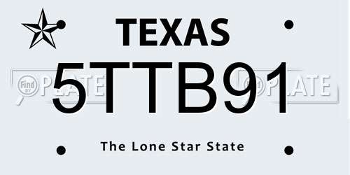 5TTB91 Texas License Plate
