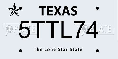 5TTL74 Texas License Plate