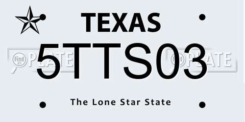 5TTS03 Texas License Plate