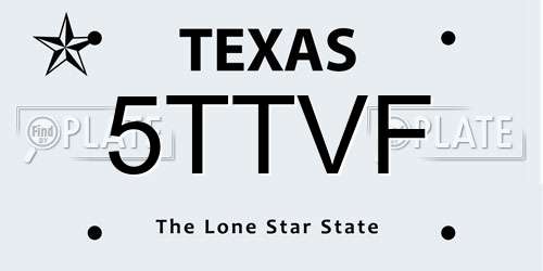 5TTVF Texas License Plate
