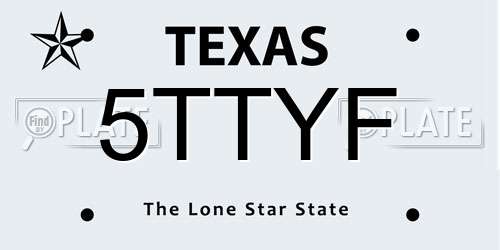 5TTYF Texas License Plate