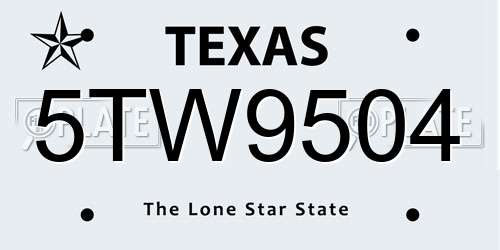 5TW9504 Texas License Plate