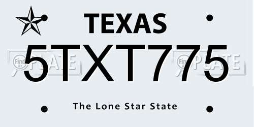 5TXT775 Texas License Plate
