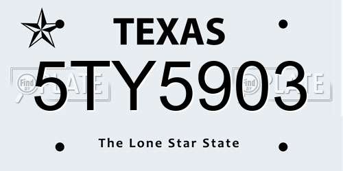 5TY5903 Texas License Plate