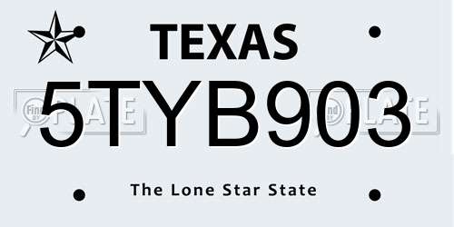 5TYB903 Texas License Plate