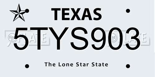 5TYS903 Texas License Plate