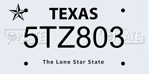 5TZ803 Texas License Plate