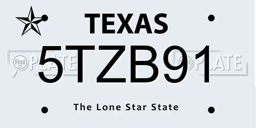 5TZB91 Texas License Plate