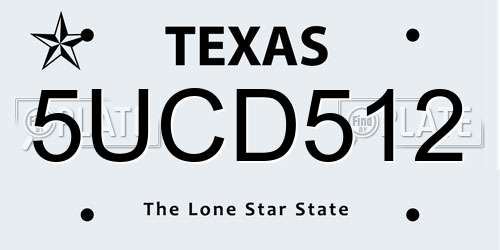 5UCD512 Texas License Plate