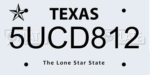 5UCD812 Texas License Plate