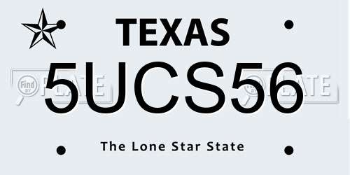 5UCS56 Texas License Plate